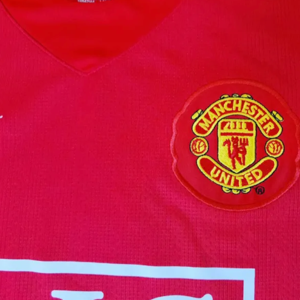 2007-2008 Man Utd Long Sleeve Home Retro Soccer Jersey (Must pay for name and number, and please specify what you want written)